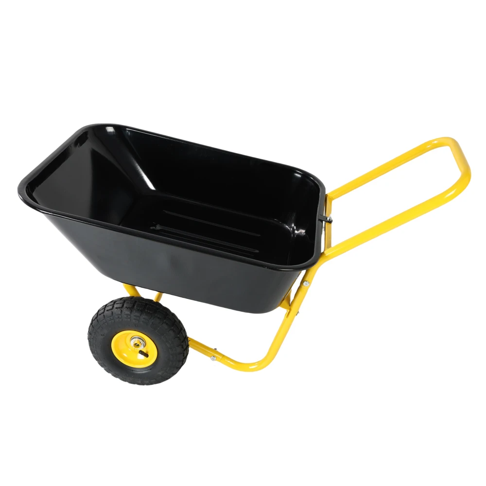 Two-wheeled Cart, Garden Bike, 10-inch Pneumatic Wheels(Yellow + Black) Carrello Porta Attrezzi