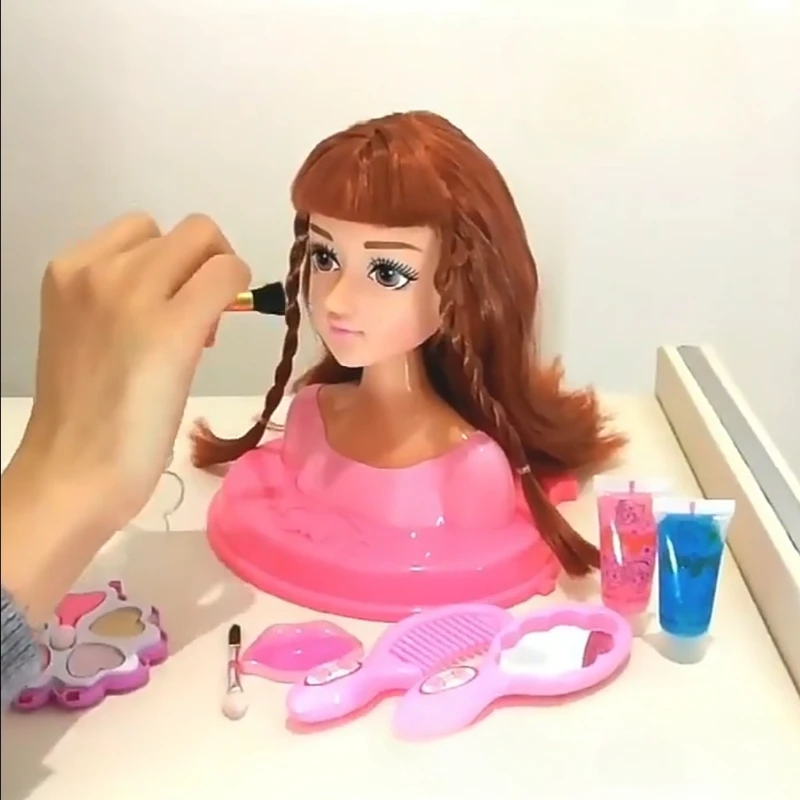 

Play House Toy Hairdressing Doll Toy Half Body Makeup Princess Doll Set Double Ponytail Wave Roll Hairstyle Beauty Birthday Gift
