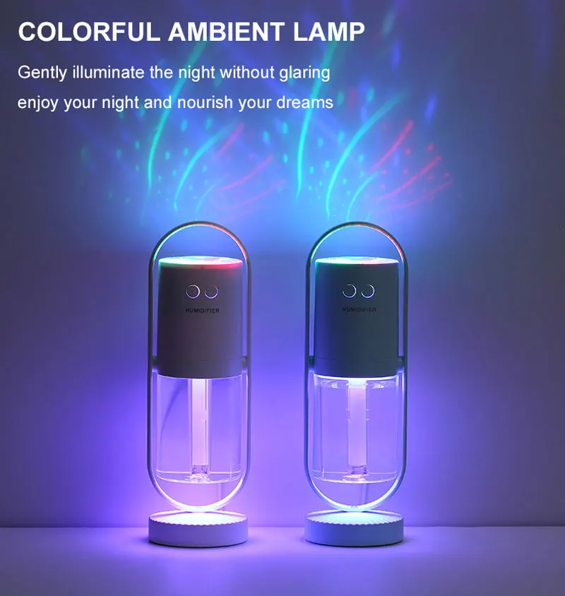 Portable Mini Spray Mist Humidifier 200ML Car Air Humidifier with LED Light USB Powered Essential Oil Diffuser Bedroom