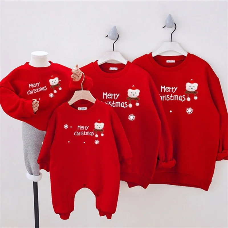 Christmas Family Matching Outfits Father Son Padded Sweater Parent-Child Mother Daughter Cartoon Tops Fall And Winter Clothes