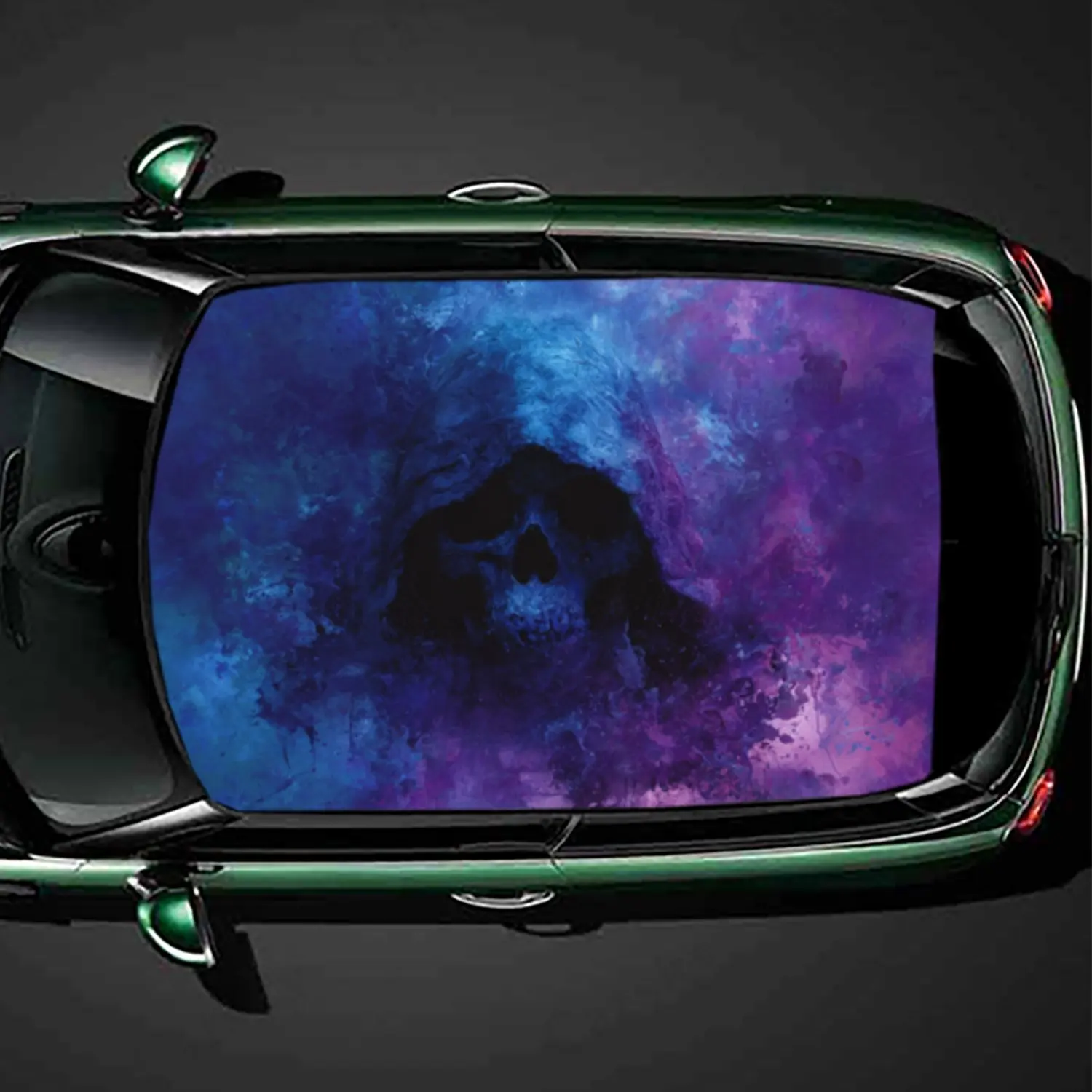 

Purple and Blue Skull Car Roof Sticker, Auto Vinyl Wraps Decal, Self-adhesive Waterproof Car Exterior Accessory, Unique Car Deco