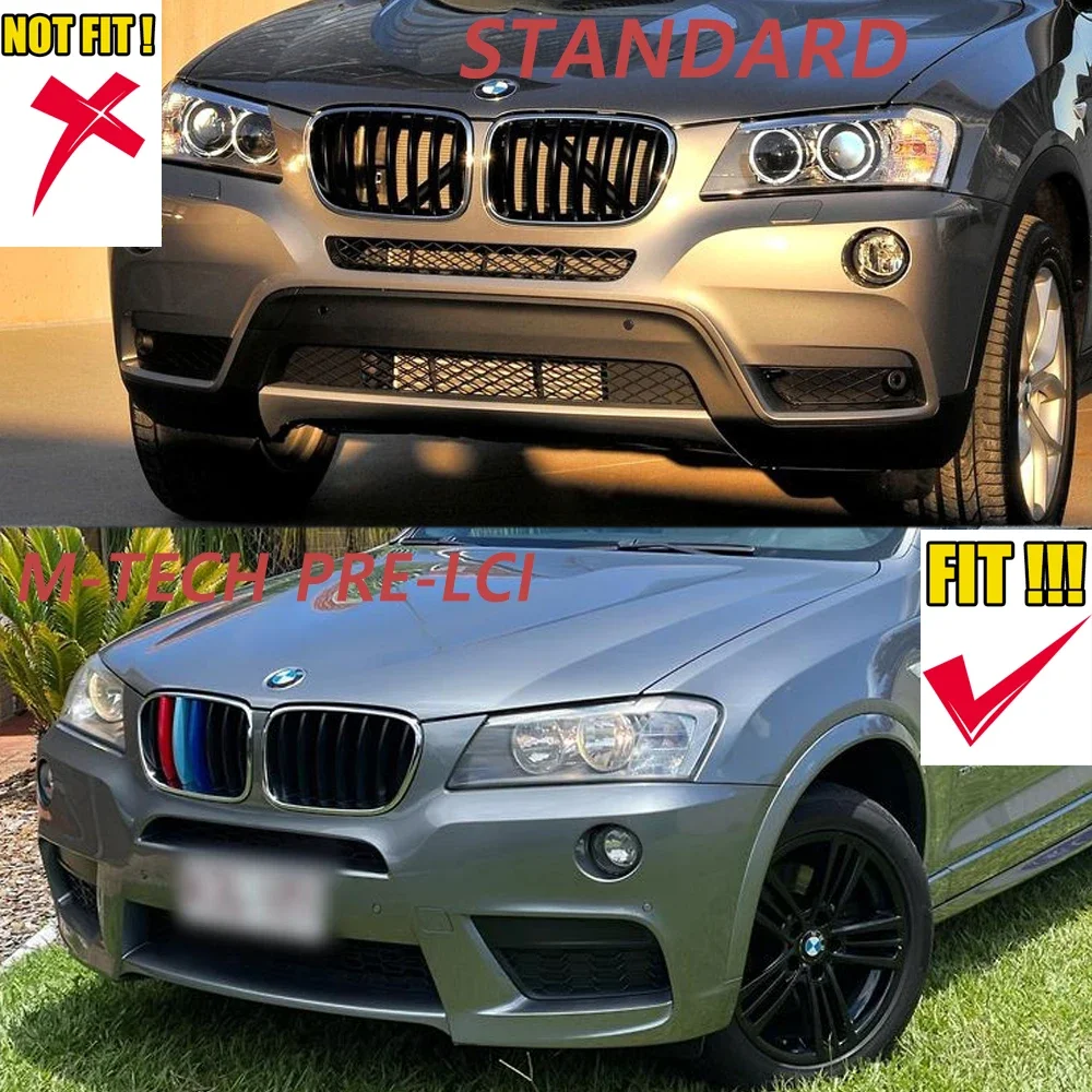 For Bmw X3 F25 Pre-Lci 3Pcs Gloss Black Front Bumper Lip Spoiler Splitter Diffuser X3 35i 35d 30i 30d M Pack 2010-2014 Tuning