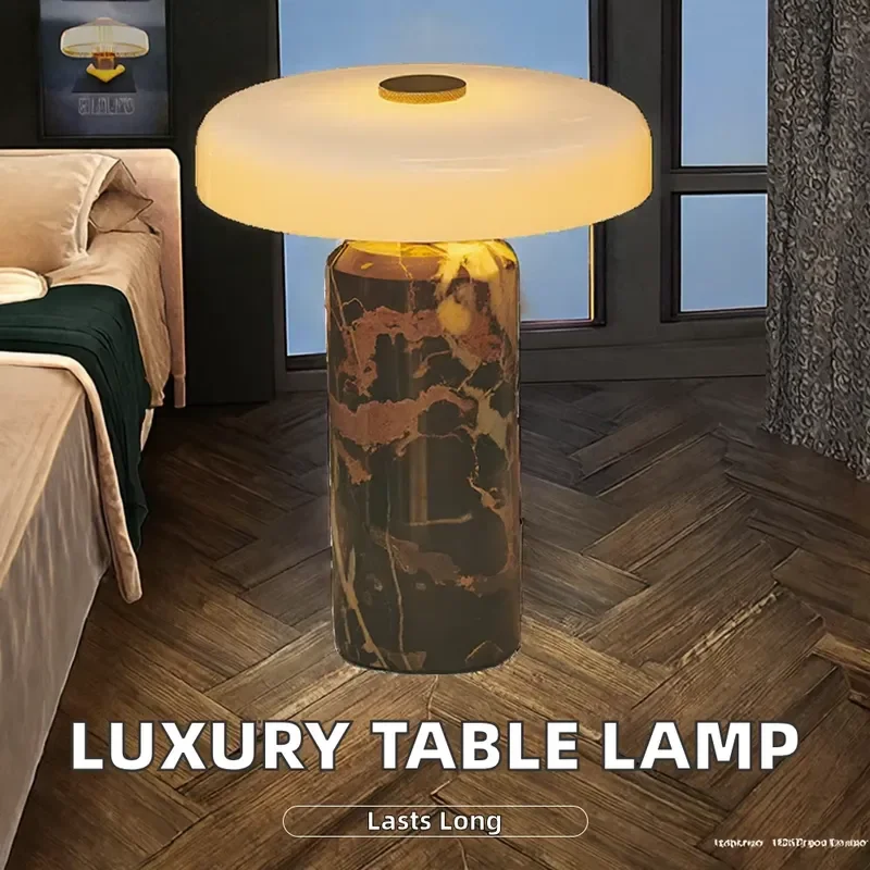 Modern minimalist marble table lamp bedroom Scandinavian style bedside lamp dome E26 AC luxury dimmable LED lamp study living