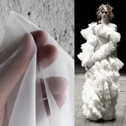 Matte Organza Fabric By The Meter for Needlework Wedding Dress Skirts Stage Costumes Diy Sewing Smooth High Density Cloth White