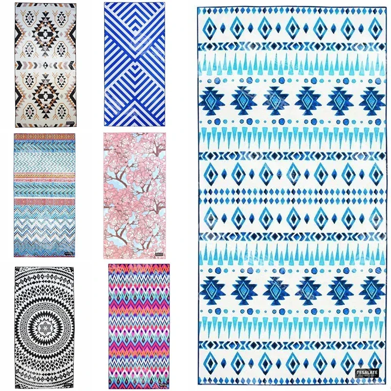 Printed Quick Dry Beach Towel Water-absorbent Gym Swimming Towels Microfiber Quality Bath Towels Yoga Mat Sand Free Beach Towel