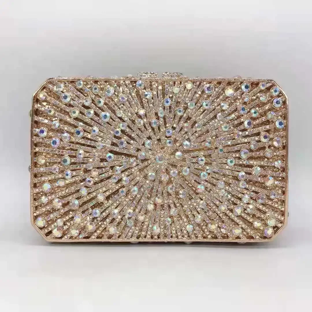 

XIYUAN Lady Crystal handbag luxury designer Rhinestone Dinner Clutch Bag Metal Minaudiere Rhinestone Handbags Wedding Party Bags