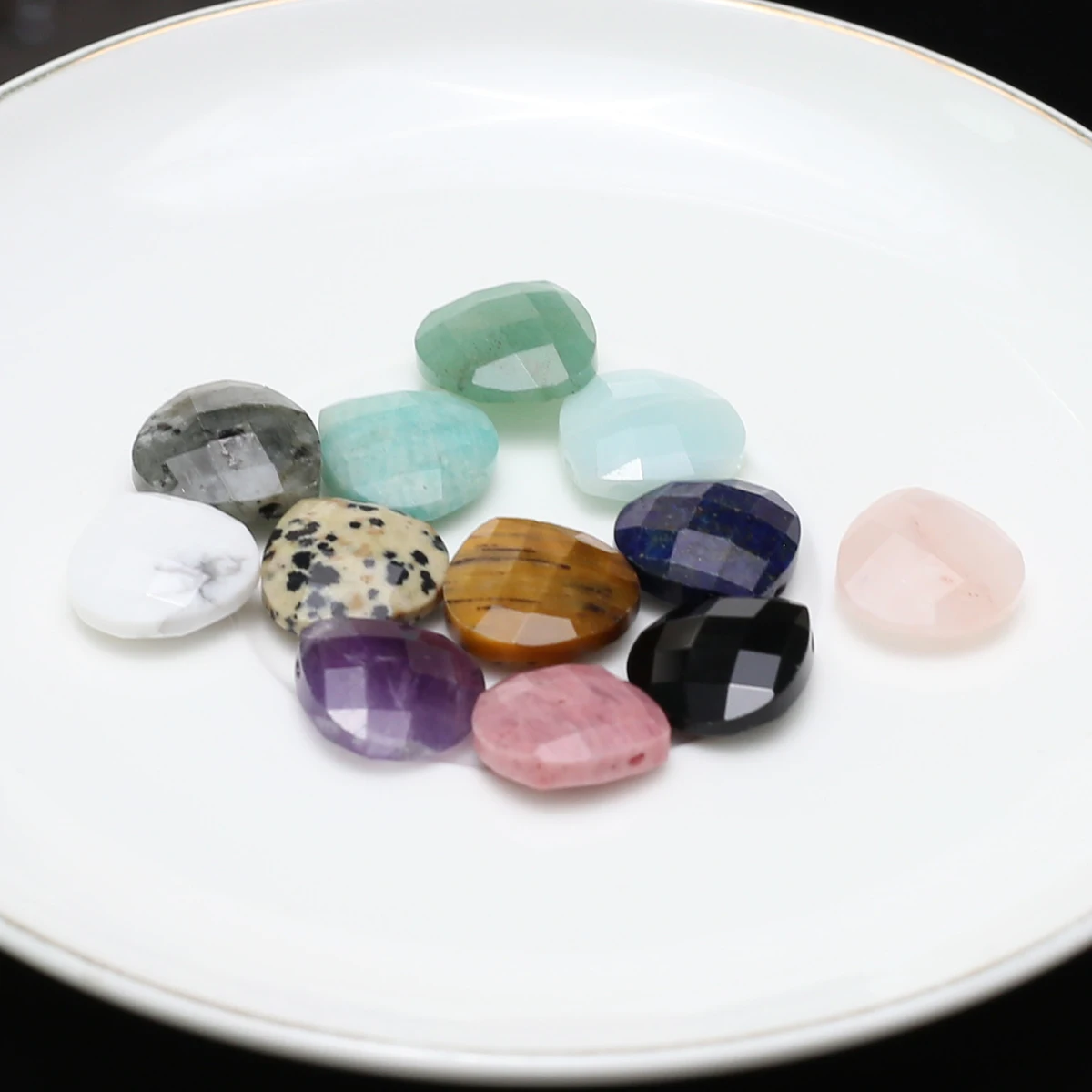Natural Gemstones Stones Flat Cross Hole Cut Fat Droplets Fine Ladies Earring Pendants  Jewelry Making DIY Necklace Accessories image 6
