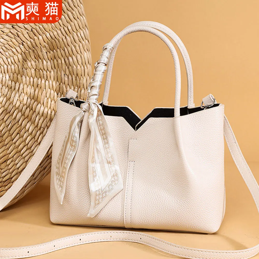 

Простая сумка через плечо из натуральной кожи, женская темпераментная дорожная сумка, женская большая вместительная сумка через плечо из воловьей кожи