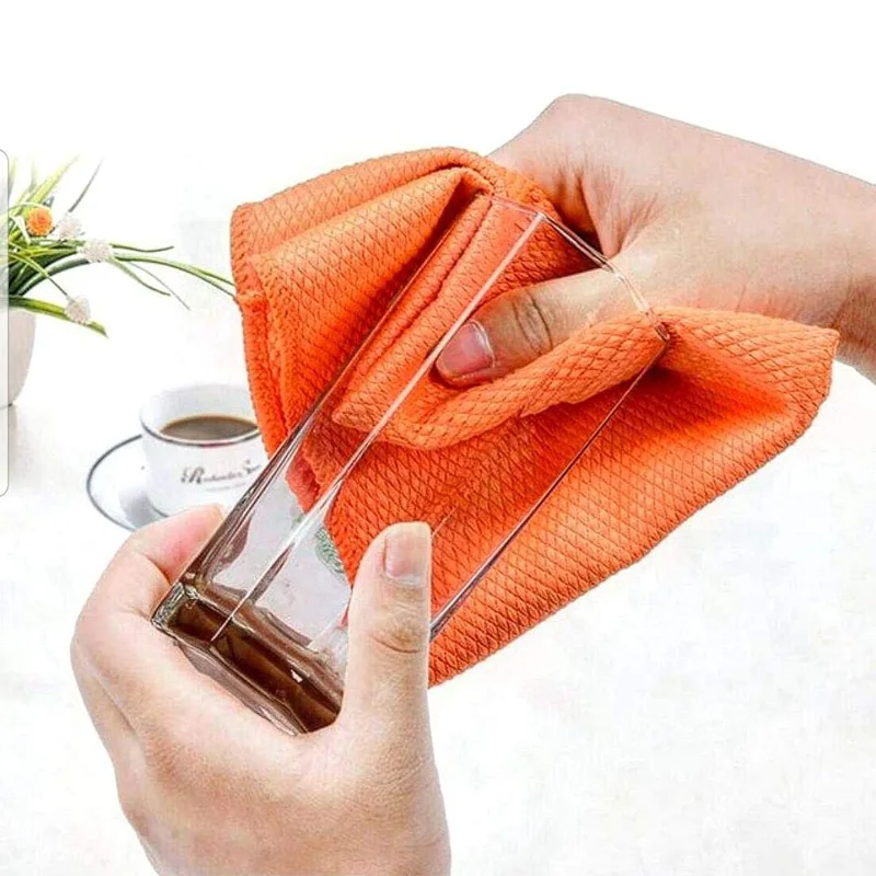 2Pcs Microfiber Glass Cleaning Cloths Lint Free Dish Drying Quickly Clean Windows Glasses Windshields Mirrors Stainless Steel