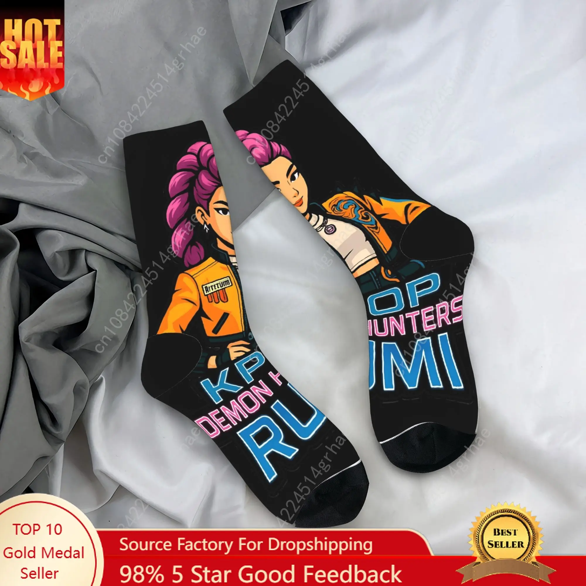 

Kpop Demon Hunters Huntrix Girls Rumi Socks Autumn Stockings Modern Men Medium Soft Socks Graphic Outdoor Sports Non Skid Socks