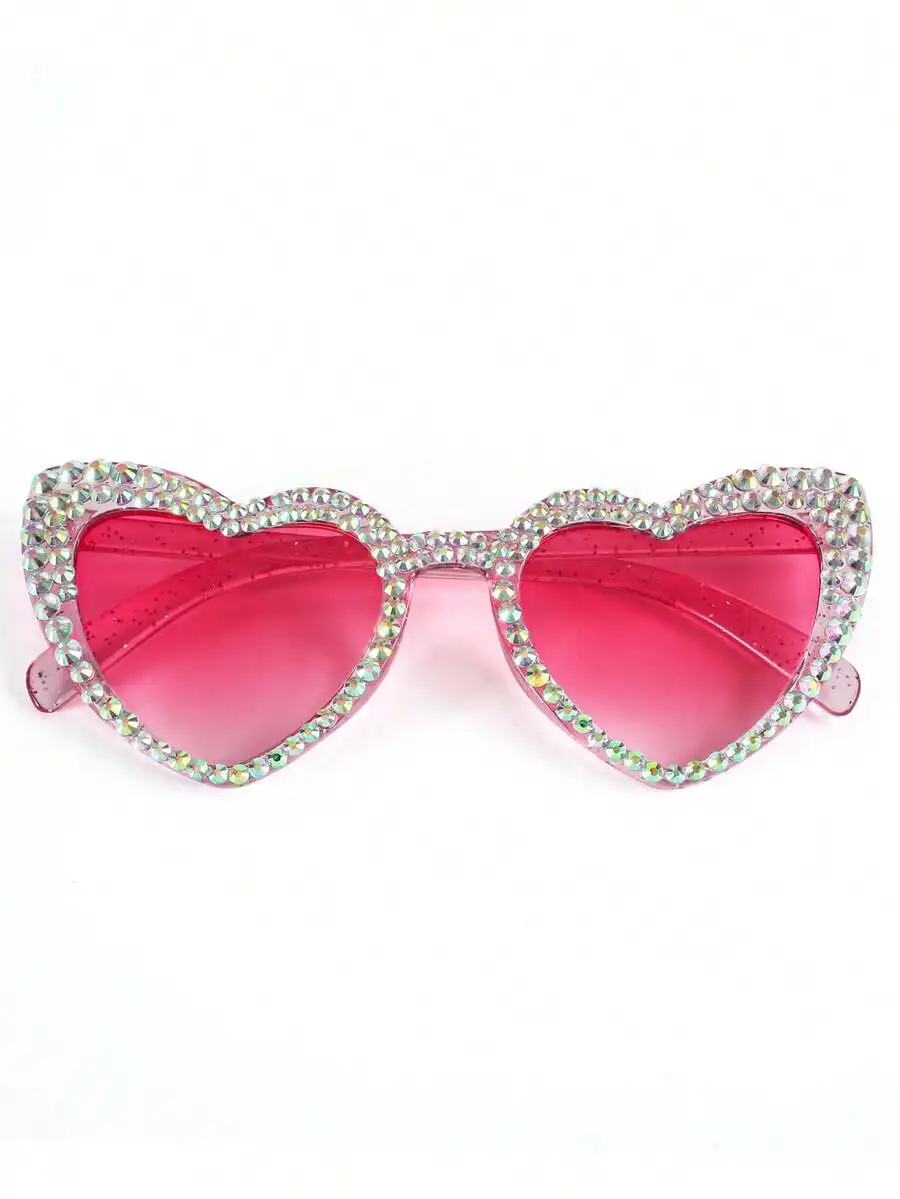 Heart-Shaped Rhinestone Ocean Themed Party Beach Fashionable Fashion Glasses Beach Accessories, Halloween Basics Fall Winter