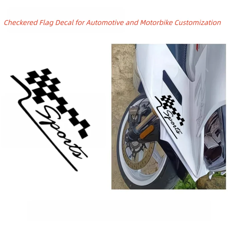 SPORT チェッカーフラッグ ビニールデカール オートバイ用 反射性リムーバブルステッカー ユニバーサルレーシングスタイリングレター