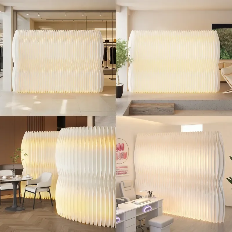 Portable Folding Paper Screen Room Divider Office Partition Wall Entrance Separator Live Streaming Background Decor