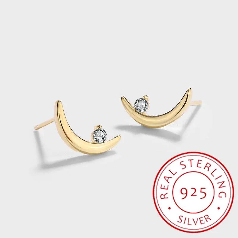 

Stylish 14K Kim Jong UN S9255 Sterling Silver Moon Round Earrings Zircon Valentine's Day Gift Jewelry for Women