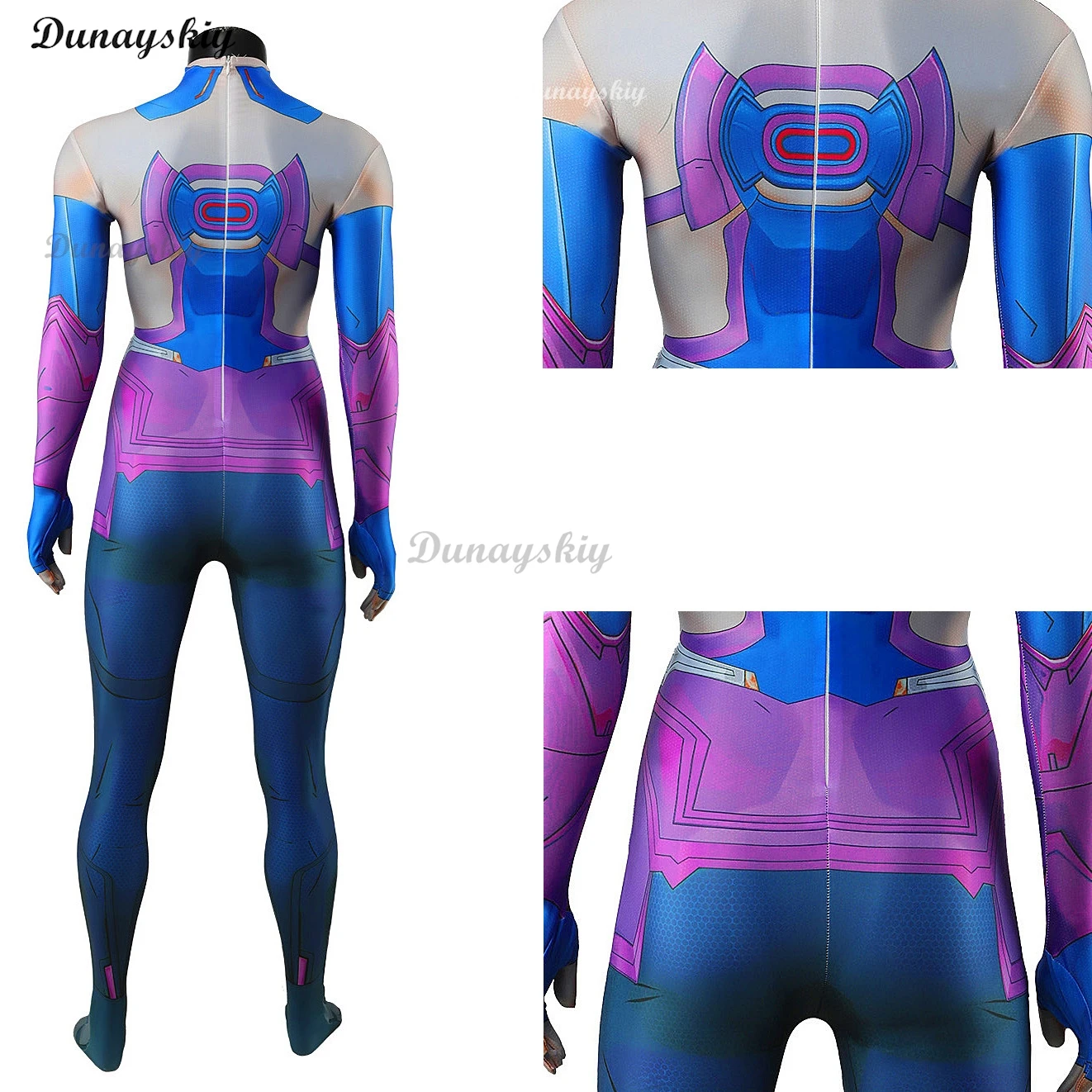 Mv 라이벌 Galacta Gali 코스프레 보라색 점프 슈트 Devourer 복장의 딸 가발 만화 게임 의류 유니폼 할로윈 의상