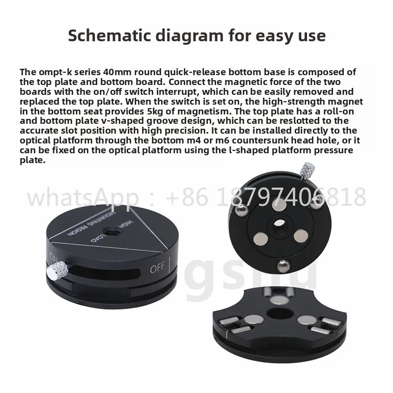 OMPT-K series 40mm round quick release base/M4 countersunk hole/M6 countersunk hole