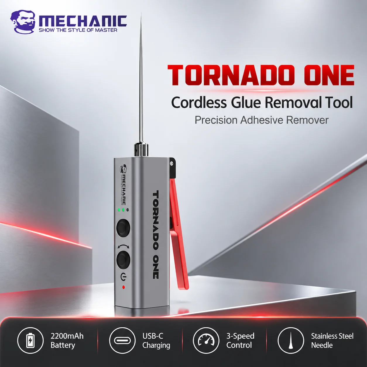 MECHANIC Tornado ONE 3-Speed Electric Tape Dispenser 2200mAh Battery Instant Brake Auto Cutter for Adhesive Tape Wrapping Tool