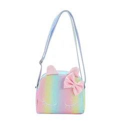 Moda bambini ricamo unicorno Crossbody borse borse bambine borsa bambino simpatico cartone animato colorato borsa a tracolla