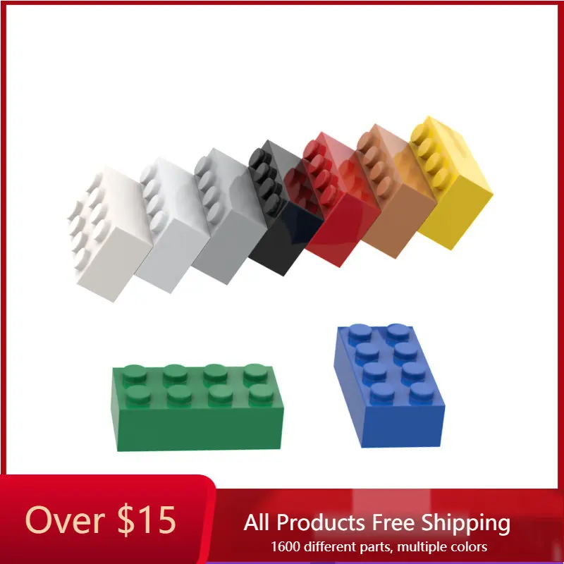 

10Pcs 1x2 2x2 3001 2x4 Brick Compatible Assembles Particles For Building Blocks Parts DIY Educational Parts Toys For Kids