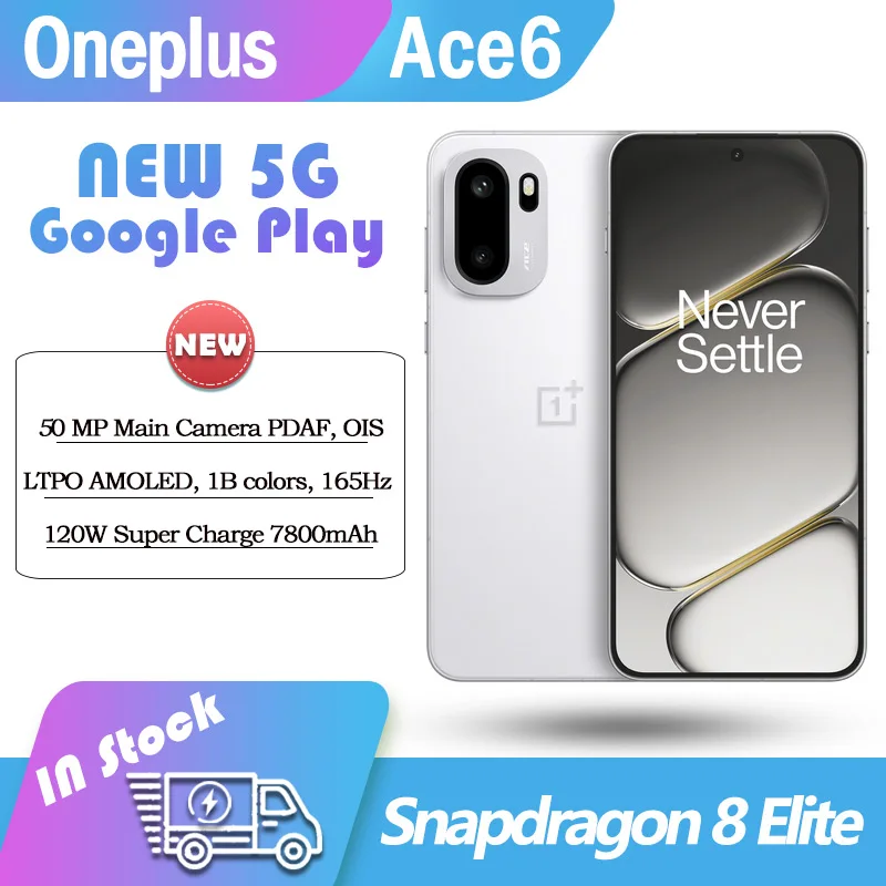 OnePlus Ace6 5G غير مقفول Snapdragon8 Elite 6.83 بوصة AMOLED 165HZ 7800mAh SuperVOOC 120W Charge 50MP Google Ace 6 ColorOS16.0
