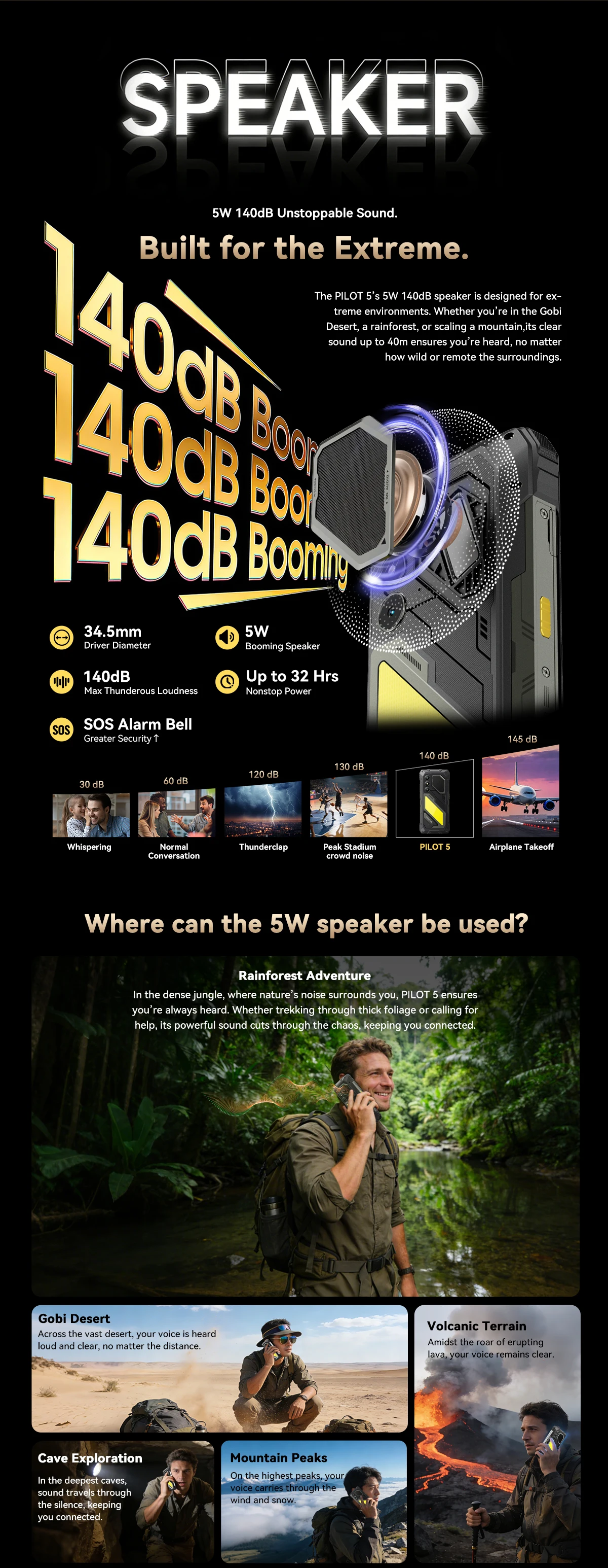 Blackview OSCAL PILOT 5 Rugged Smartphone 5G AI 6.67" 120Hz Display UNISOC T8100 CPU 8GB 256GB 15000Amh 5W Speaker NFC CellPhone
