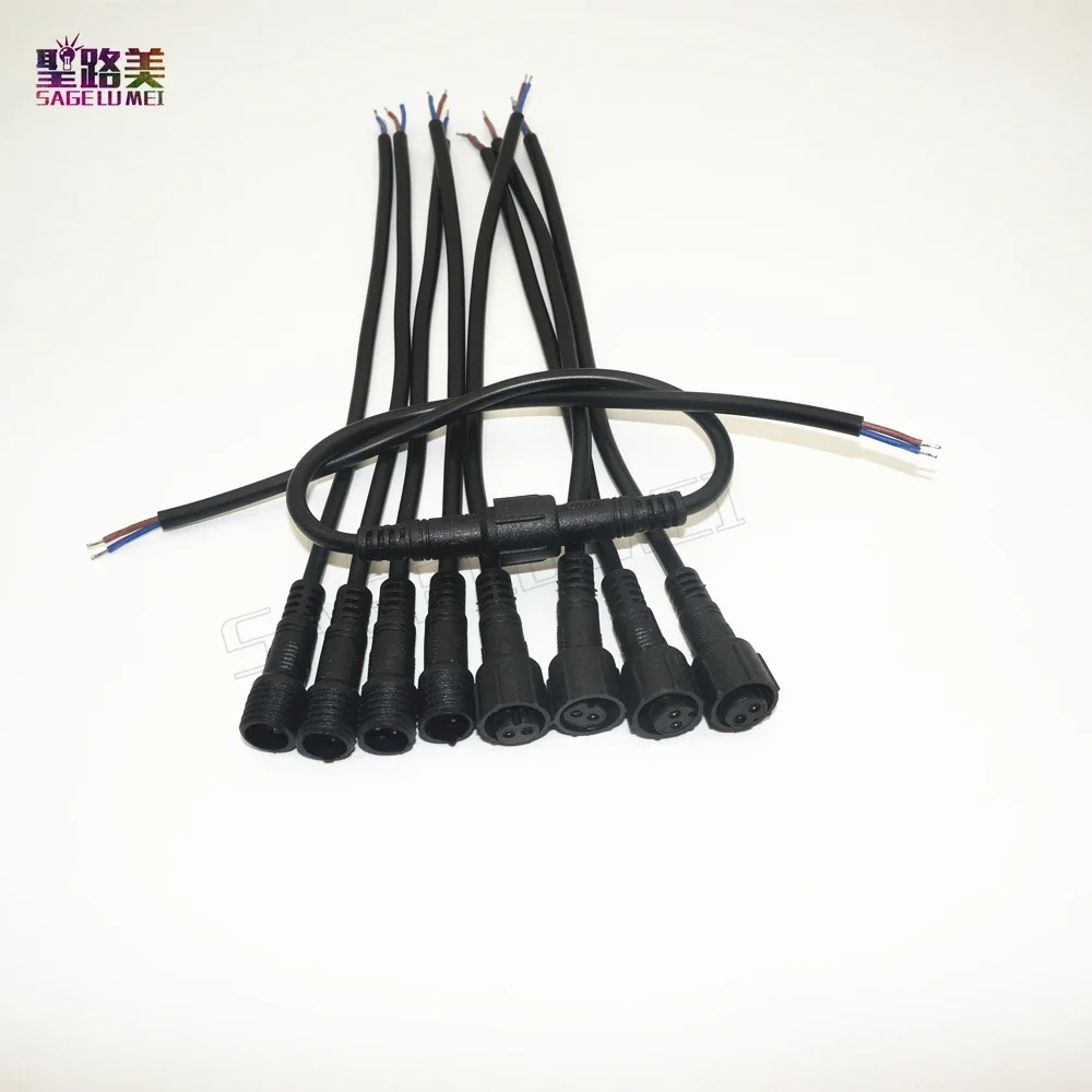 5/10 pairs Male to Female 2pin 3pin 4pin 5pin led Connector Waterproof IP68 BLACK Cable 20CM Pigtail for LED Strips Light Tape