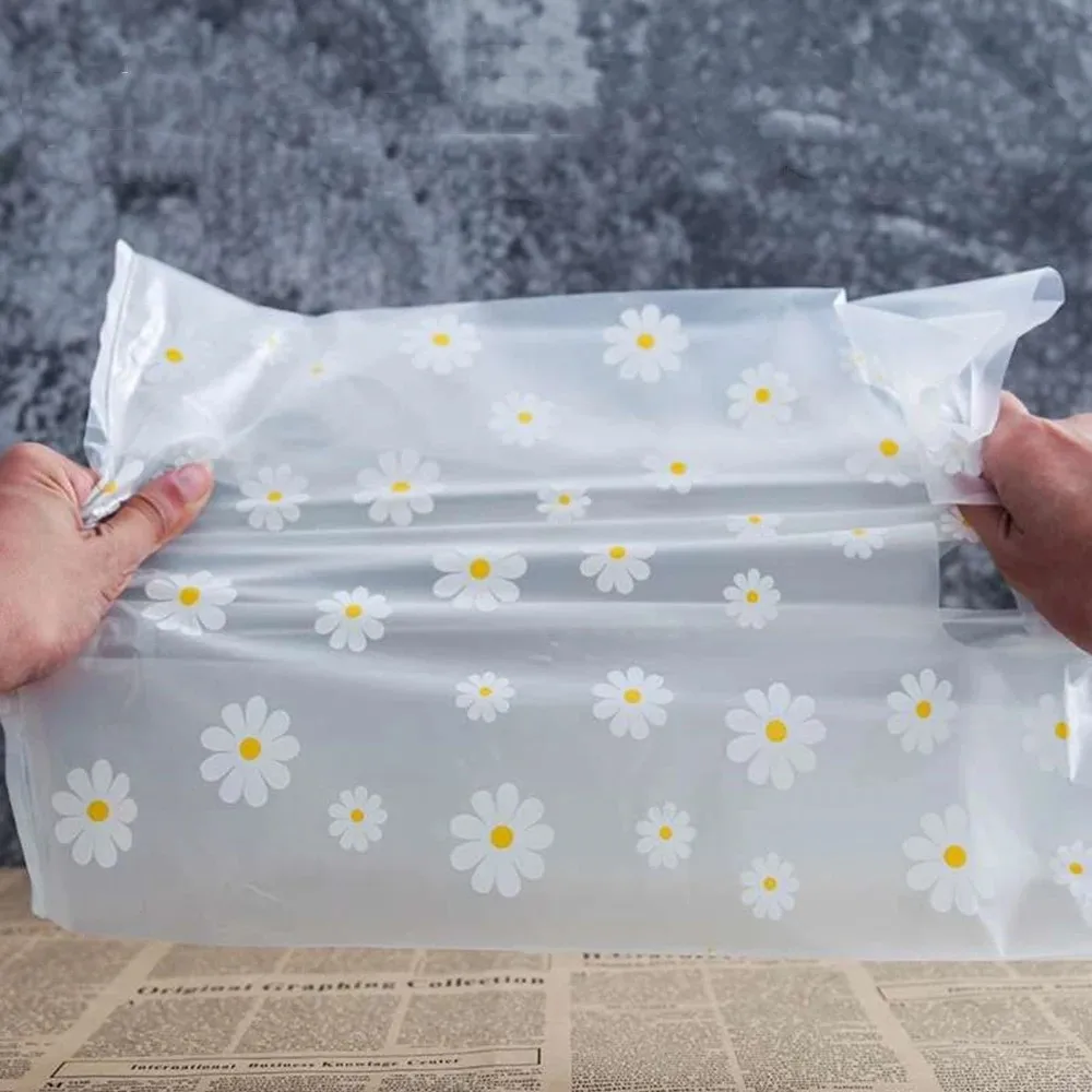 50Pcs Daisy Flower Bread Pack Bag Christmas Candy Cookie Wrapping Bags Wedding Birthday Party Plastic Gift Packaging Bag