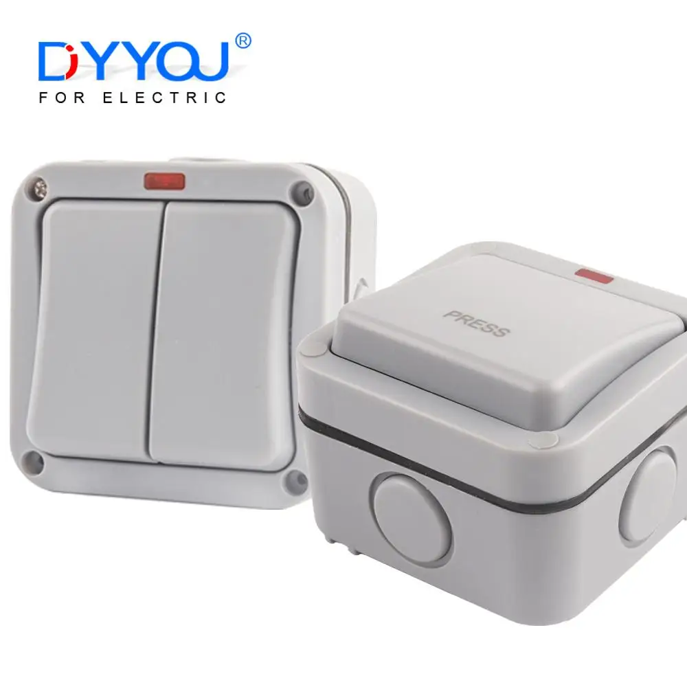 

IP66 Waterproof Garden Wall Switch Dust-proof Push Button Powe Switch Box for Outdoor Home Electrical Light Heat Resistant