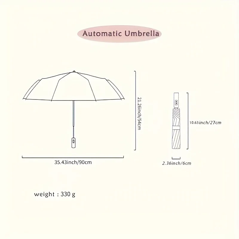 8-Rib Automatic High Quality Umbrella - One-Touch Open/Close, Compact Foldable Design for Men & Women, Navy & Black, Business &
