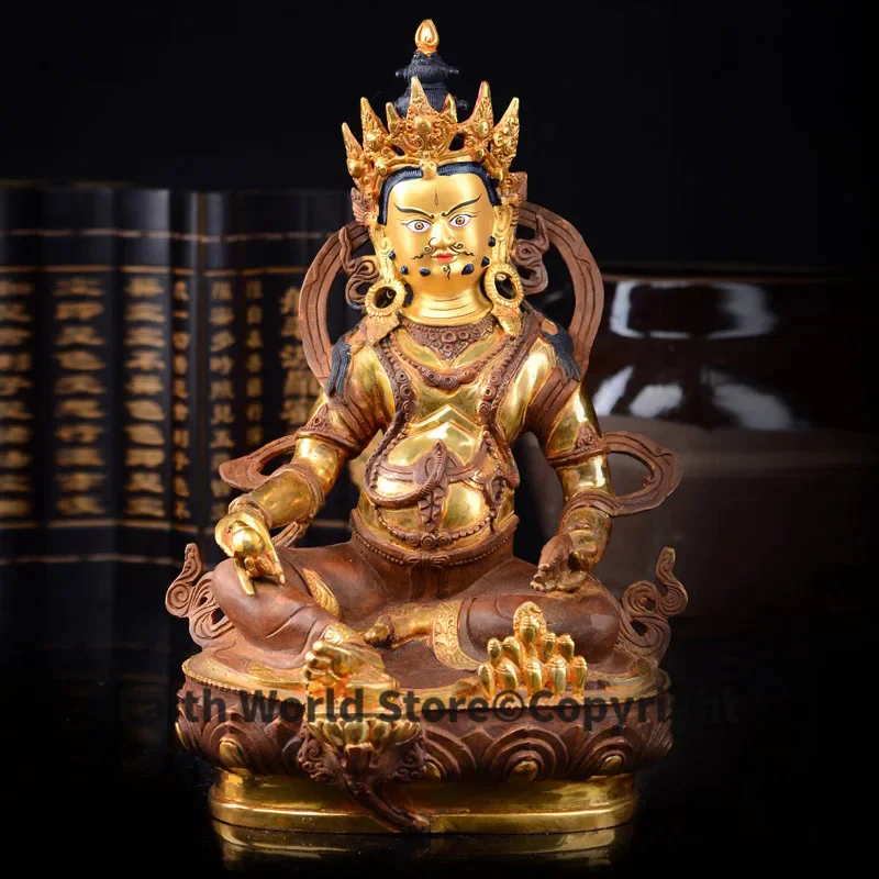 30 CM # HOME OFFICE Talisman efficacious Protection # Tibetan Buddhism Yellow Jambhala Jambhala Gilding brass statue