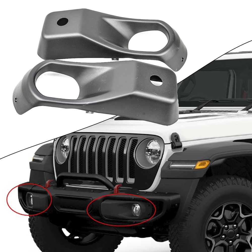 

High Quality Car Light Cover Light Cap 1 Pair ABS Black Fit For JEEP Wrangler JL 2018+ Fog Lamp Bezel Fog Light Front Bumper