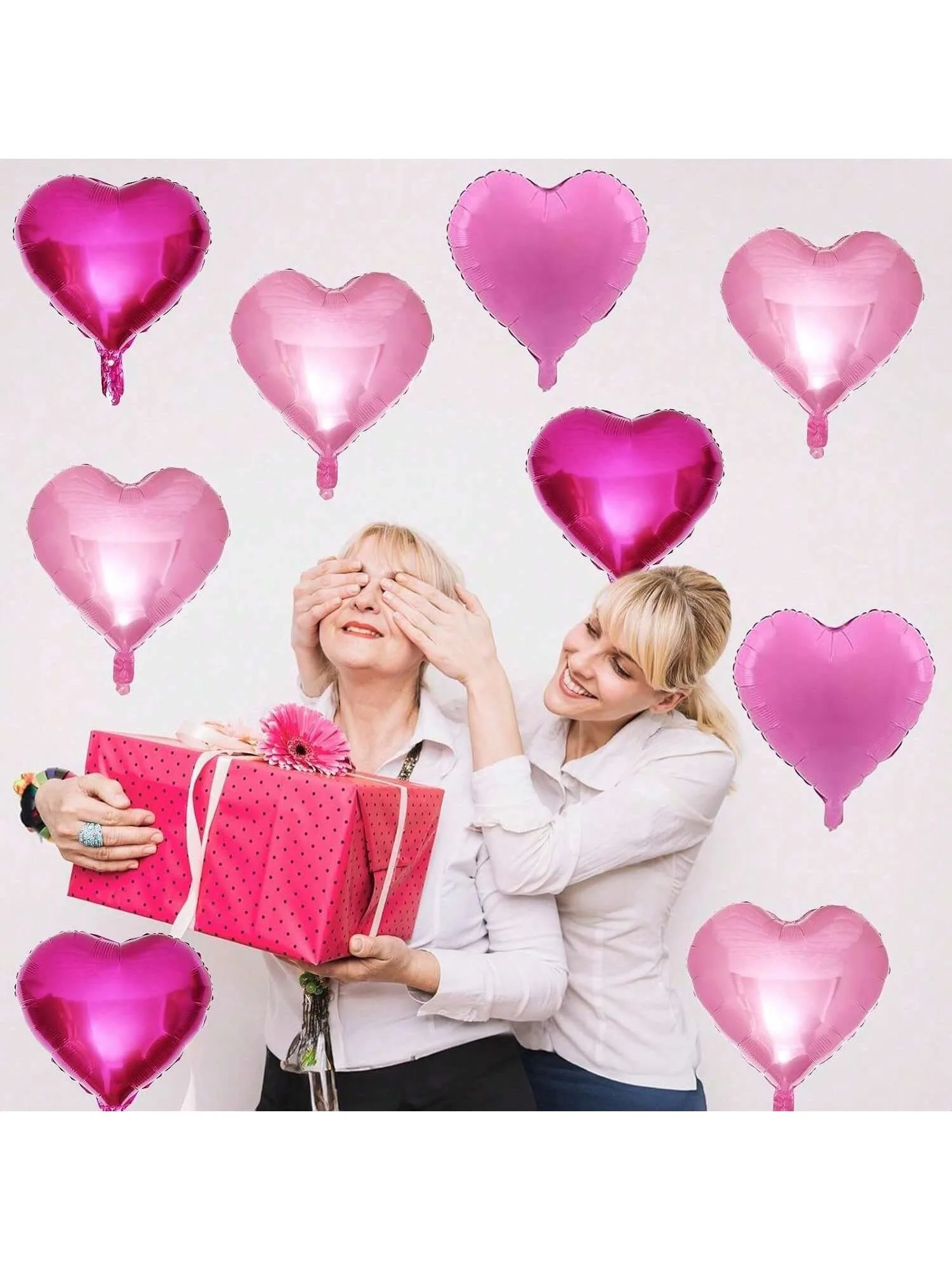 Hot Pink Heart Foil Balloons Magenta Light Pink Heart‑Shaped Balloons for Valentine Wedding Birthday Party Anniversary Decor view 2