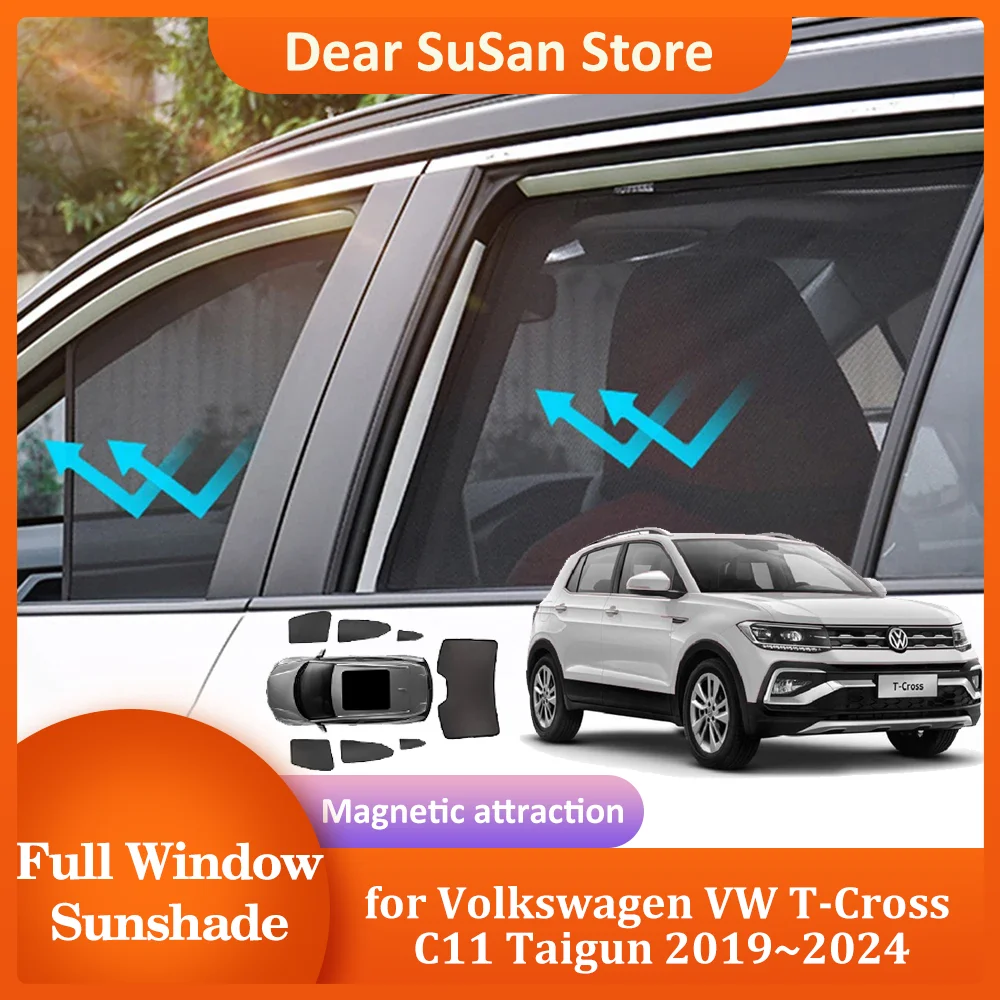 

Автомобильный Магнитный солнцезащитный козырек для Volkswagen VW T-Cross C11 Taigun 2019 ~ 2024, занавеска на ветровое стекло на крышу, солнцезащитный козырек, оконные аксессуары