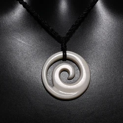 GX022 New Zealand Maori Spiral yak bone Pendant Koru Necklace Handmade jewelry Primitive tribal totem Amulet Pendant Surf