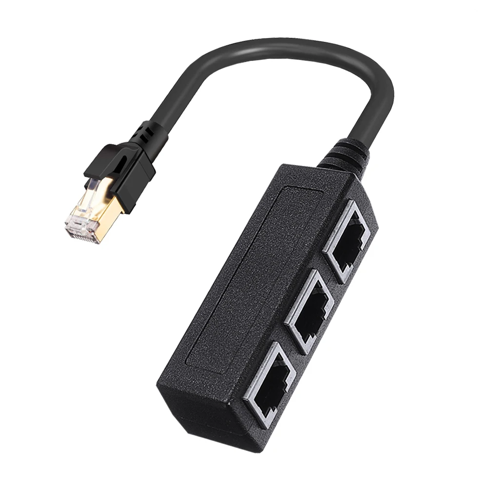 Cabo adaptador extensor 3 em 1 para extensão de rede portátil 1 a 3 portas rj45 ethernet divisor extensor de cabo para gato 8/cat7
