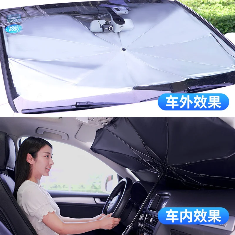 Foldable Retractable Windshield Sun Shade, Heat Insulation Car Sun Visor, Block UV Rays for Auto Travel & Parking