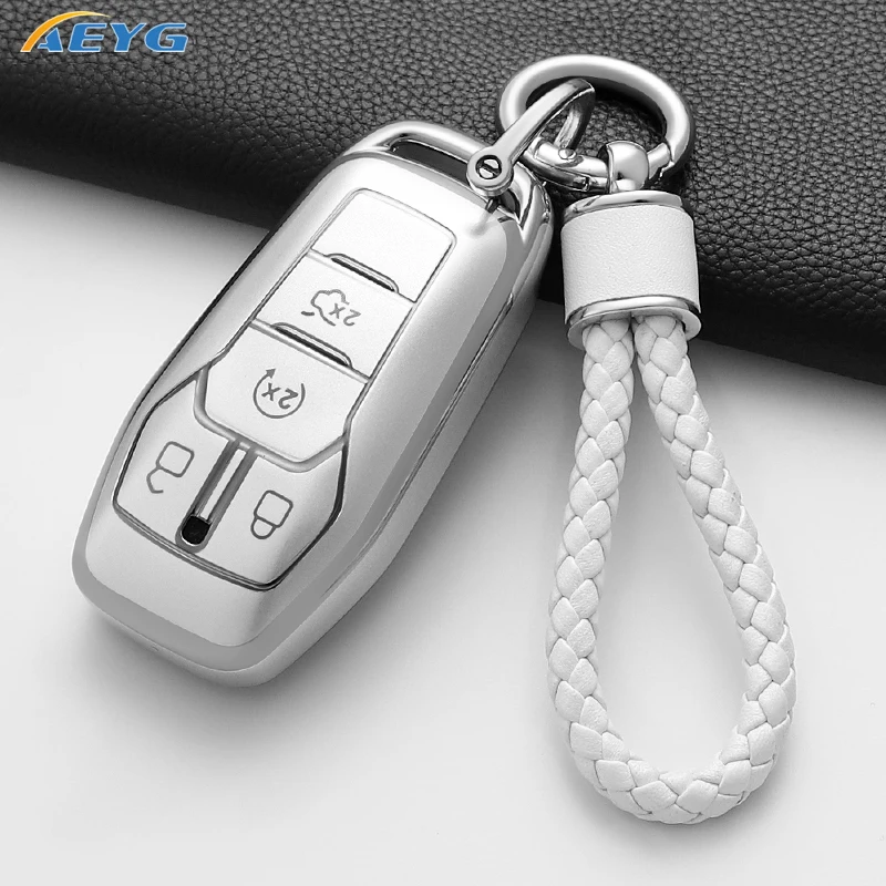 Para Ford Fusion F-150 Edge Explorer Mustang Lincoln MKZ MKC Platinum 2016 F150 Lariat 5 botones TPU funda para llave de coche llavero