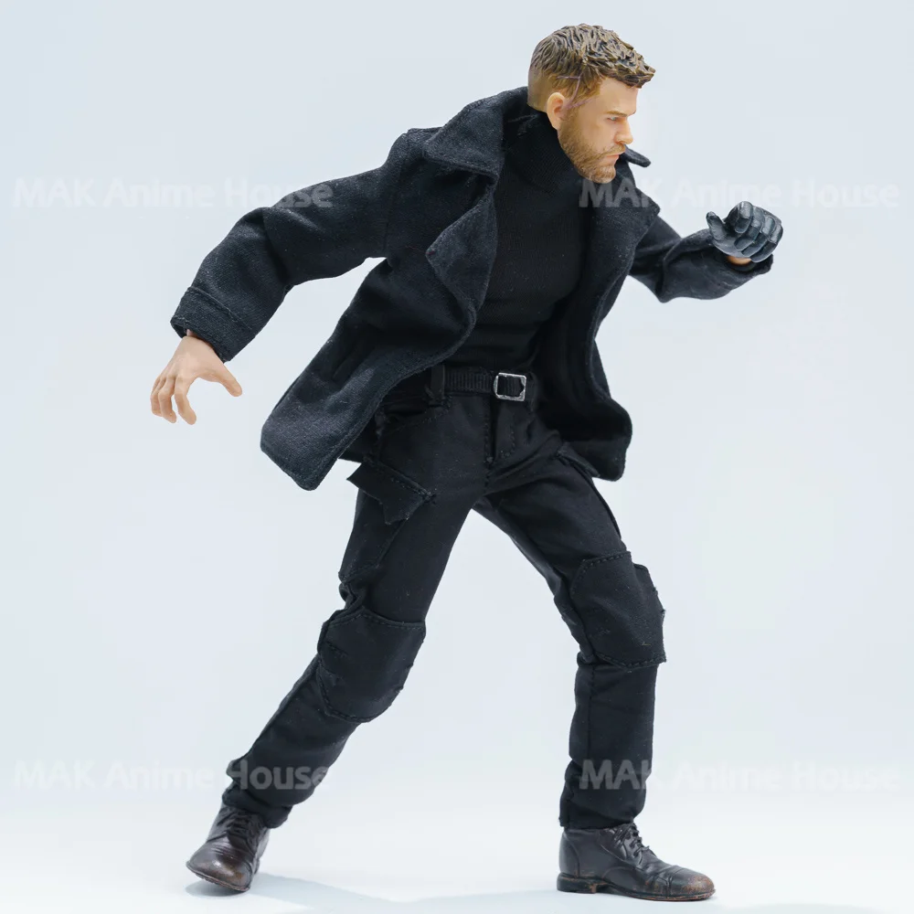 Romankey 1/12 Chris Black Outfit Set Windbreaker Pants High Neck Shirt Model For 6'' Male Action Figure Soldier Body Doll