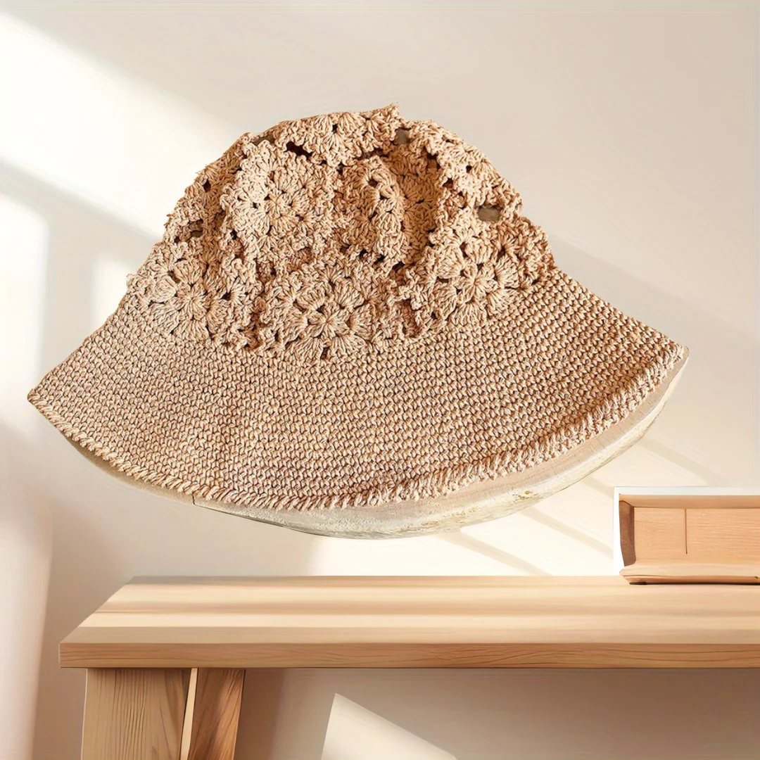 

Summer Straw Hat Kids Casual hollow flower Wide Brim Beach UV Protection Cap Girl Boy Outdoor Sun Panama Caps