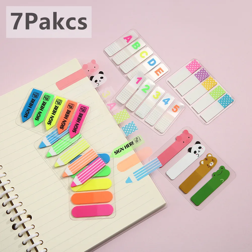 

7 Packs Colorful Sticky Notes Memo Pad Self Adhesive Label Index Tabs Bookmarks Notepad School Office Stationery Supplies