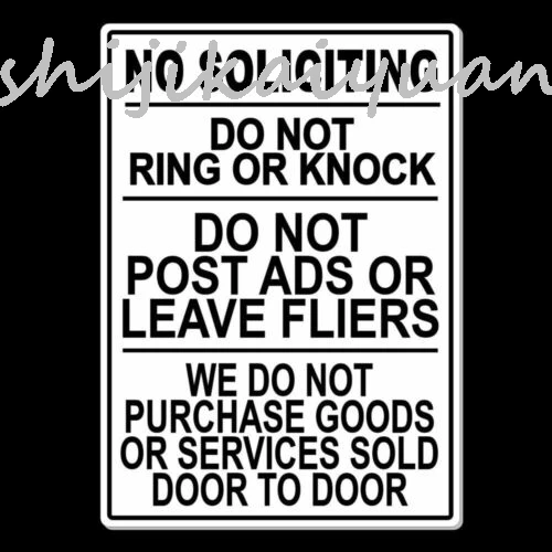 1 pack No Soliciting Do Not Ring Knock We Do Not Buy Door To Door Metal Sign MS I009