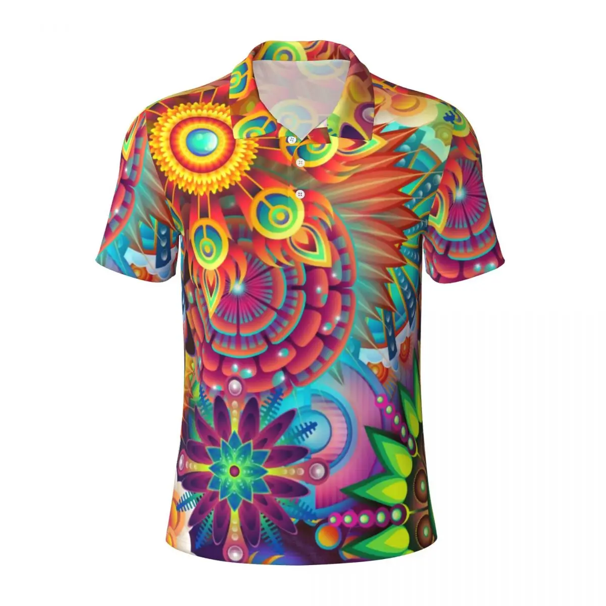 Psychedelic 60s Polo Shirt Men Bohemia Vintage Print Casual Shirt Summer Collar T-Shirts Short Sleeve Design Oversized Clothes