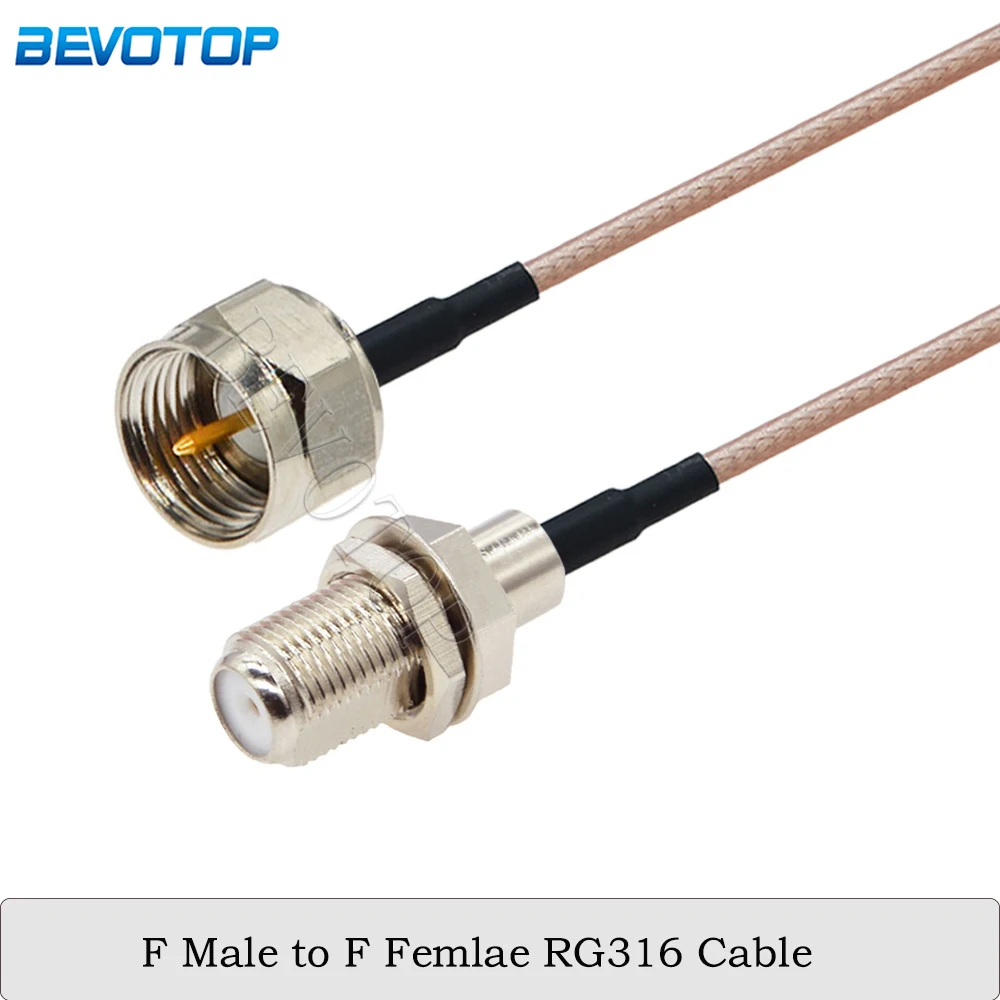 RG-316 F Male Plug to F Female Connector 50 Ohm RF Coaxial Adapter Extension Pigtail RG316 Cable for TV Set-top Box DIY Jumpe