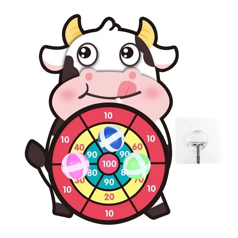 

Kids Dart Board Toys Throwing Target Dartboard With 3 Sticky Ball And Hooks Cartoon Animal Dart Board Game Toys Set For Indoor