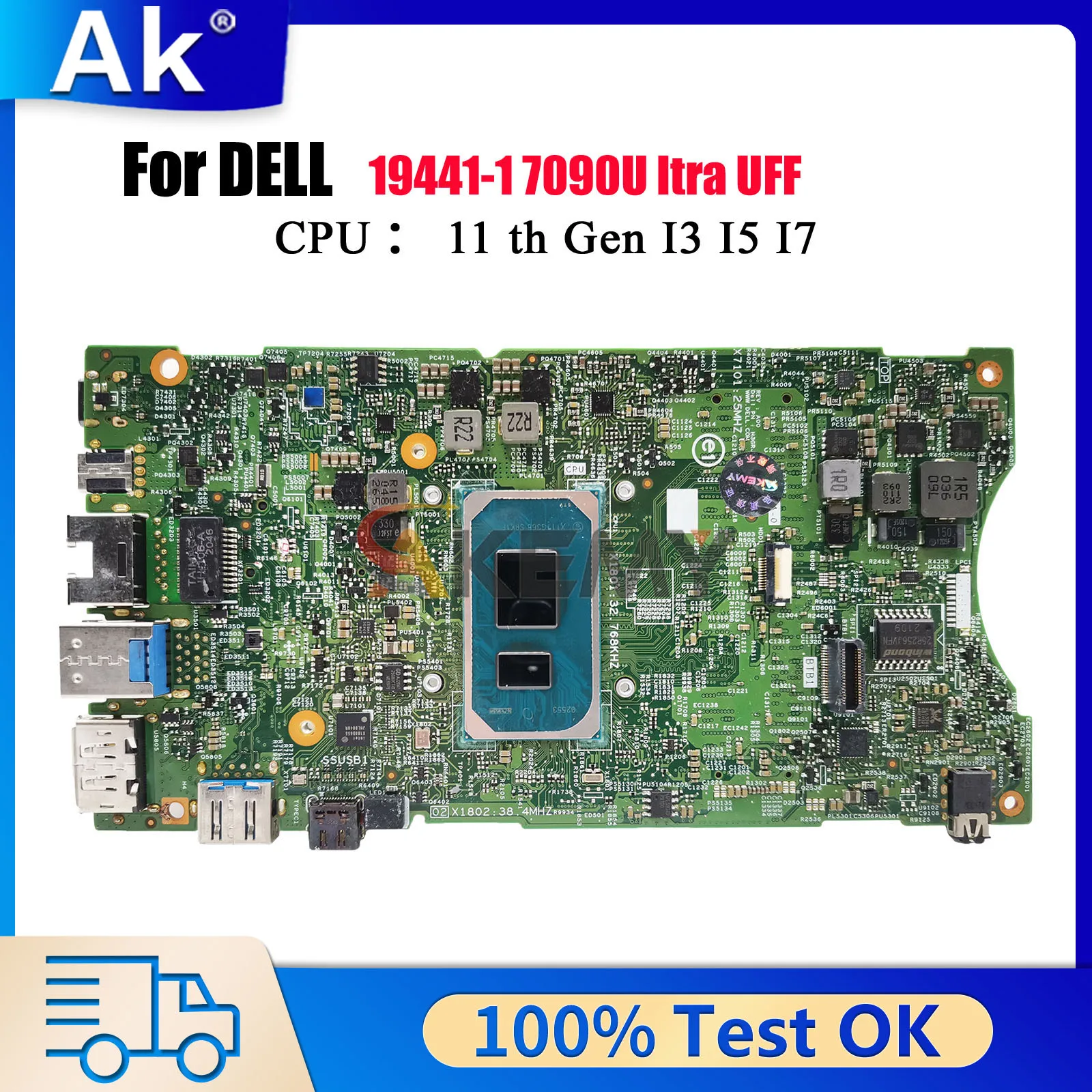 

19441-1 Материнская плата для Dell OptiPlex 7090 Ultra UFF с процессором i3 i5 i7 CN-00RG7D 03XYT6 0JDG23, 100% полностью протестирована
