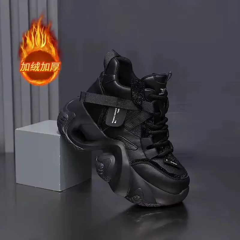 المرأة 2025 الخريف والشتاء منصة جديدة زيادة عالية الجودة أحذية رياضية كاجوال خفيفة الوزن لينة سوليد أحذية قطنية #4