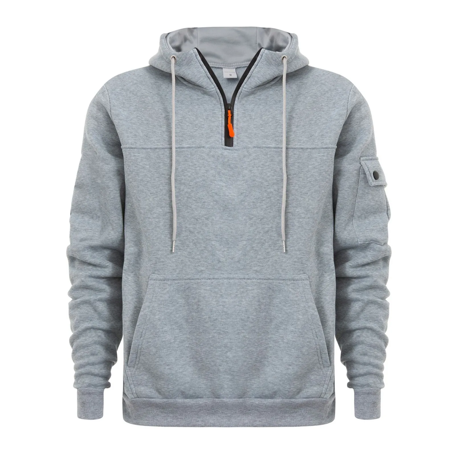 Men's Fashion Hoodies With Drawstring Quarter Zip Splicing Pullover Athletic Workout Fit Long Comfortable Solid Color Hoodies