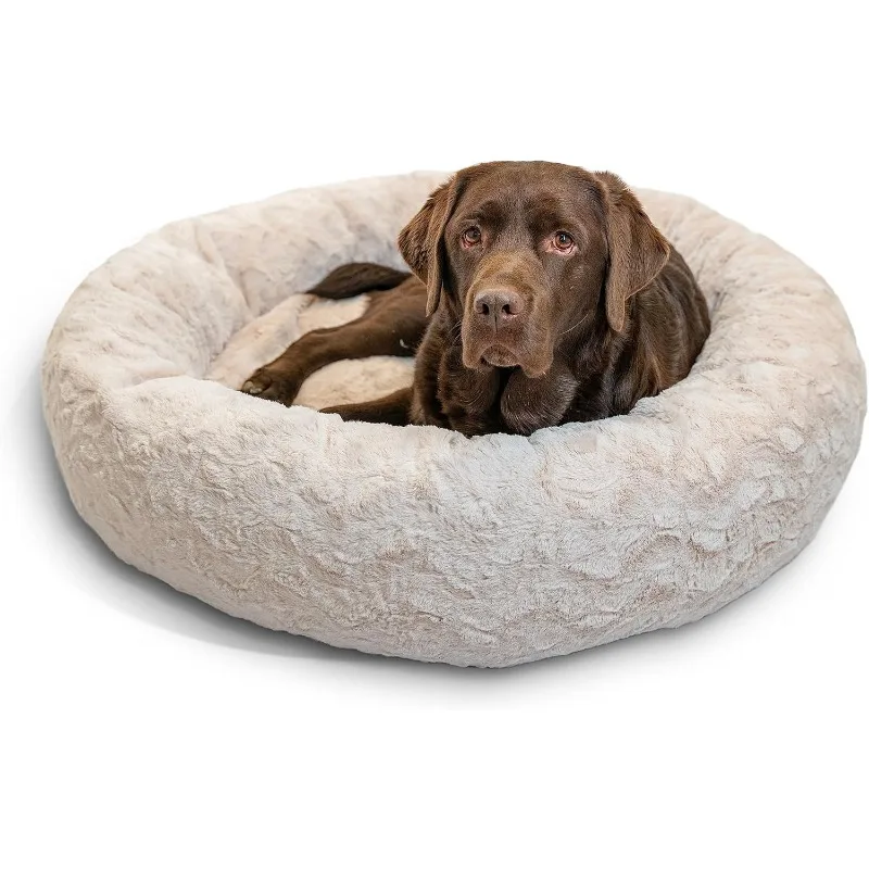 

Best Friends Original Soothing Donut Cat and Dog Bed, Deluxe Fur Oyster, Large 36"