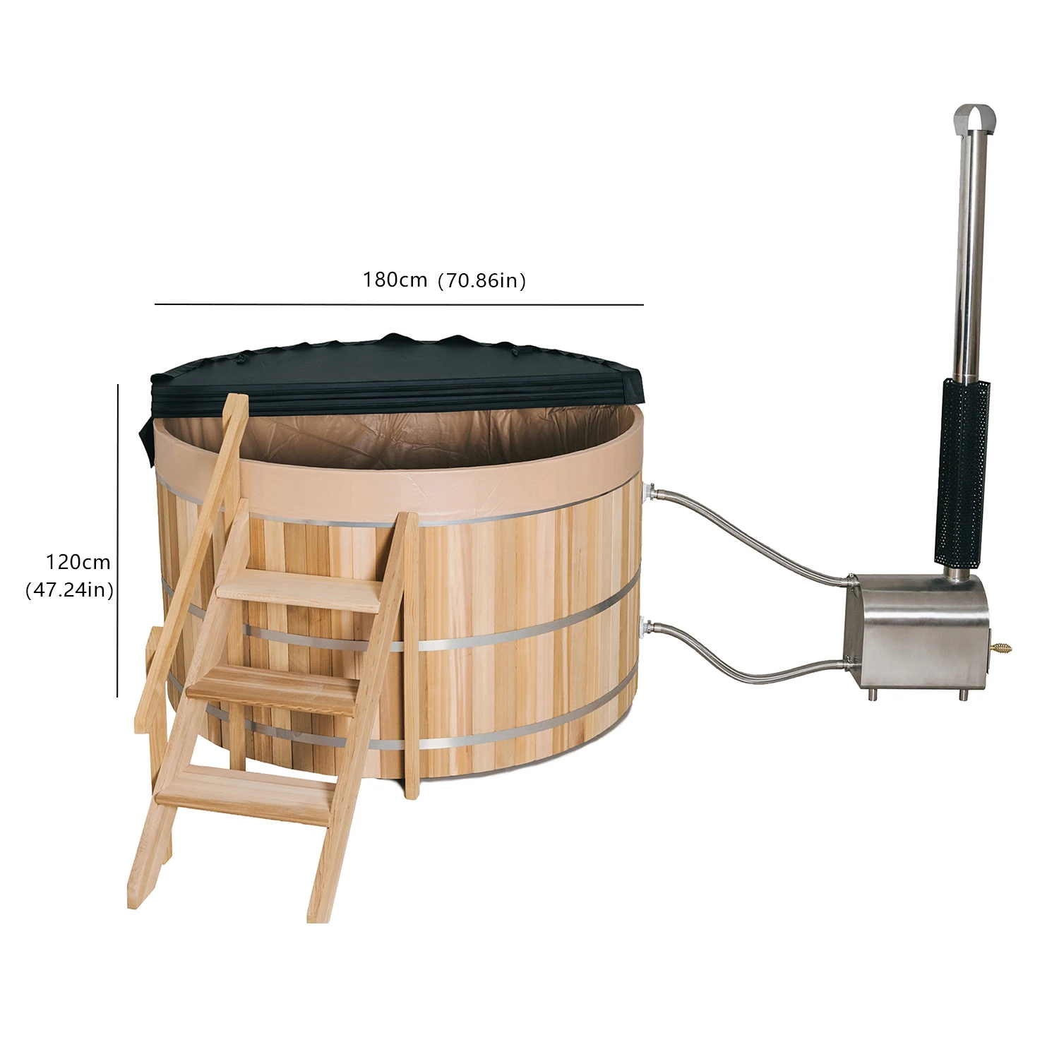 Traditional Design Canadian Red Cedar Outdoor Spa Bathtub Portable Wood-burning Hot Tub for Villa Application