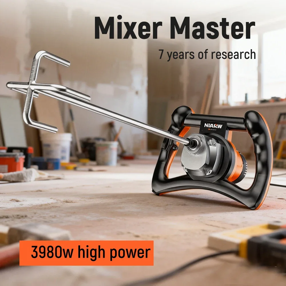 220V Electric Cement Mixer Professional Adjustable Mortar Mixer Putty Powder Mixing Machine for Wall Work Plaster Mixing Machine